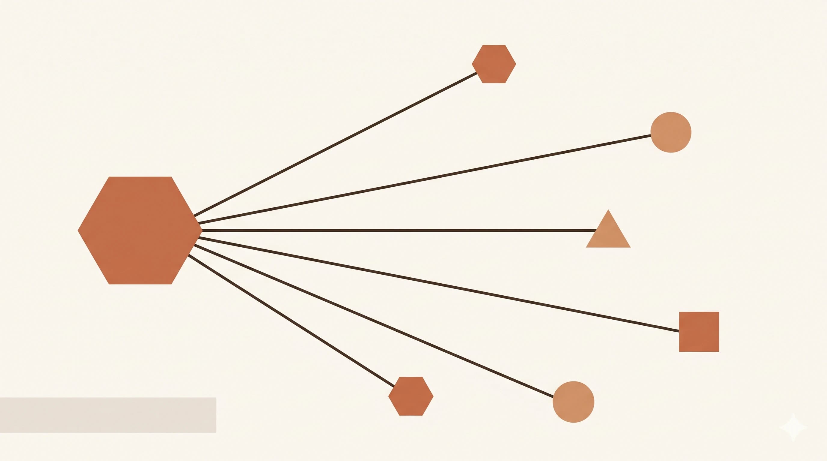 Ilustrasi konsep API sebagai jembatan antara sistem bisnis dan AI agent dengan style Warm Tectonics minimalis