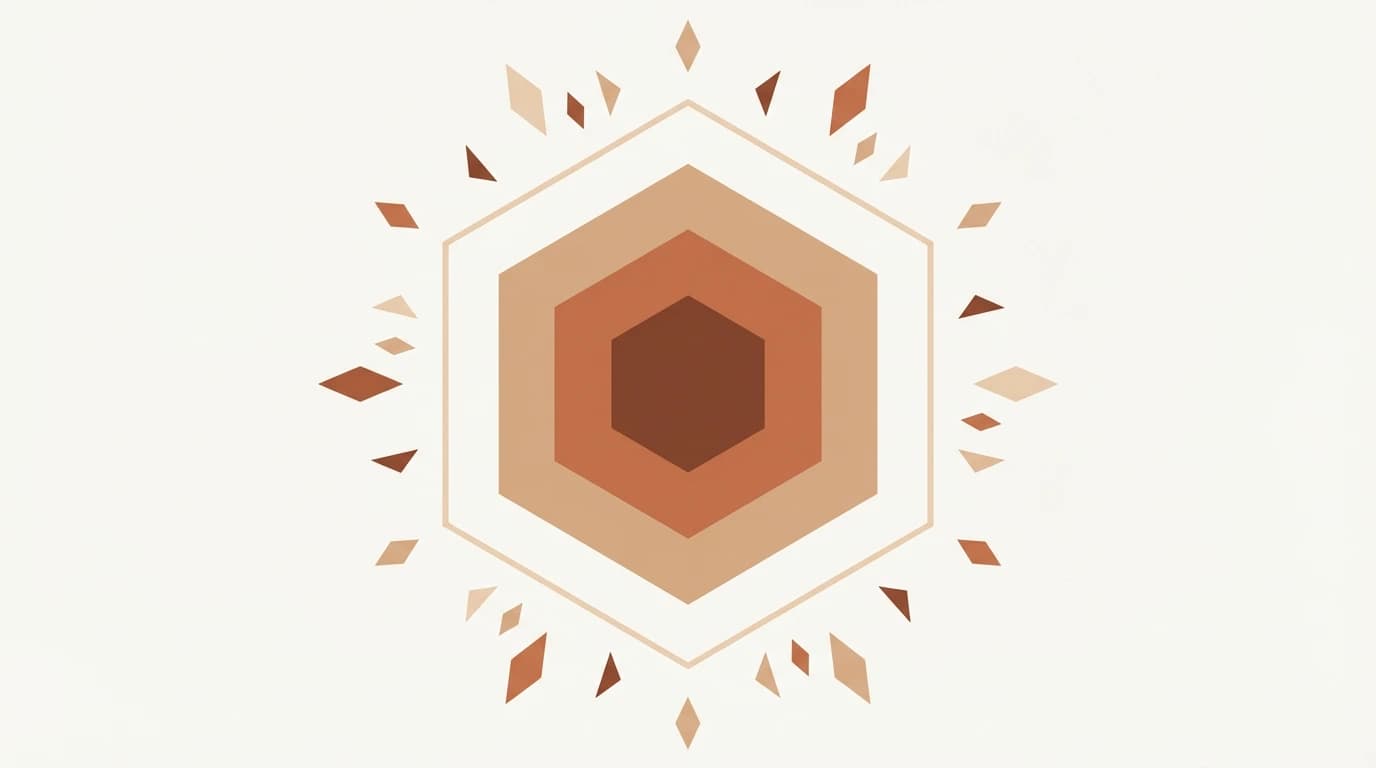 Identitas brand Onivor: grid diagonal dengan lingkaran terracotta sebagai anchor di atas background krem hangat
